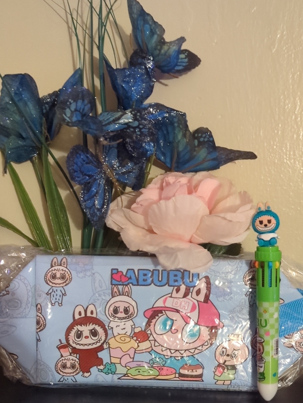 LABUBU Blue Cartoon Pencil Case